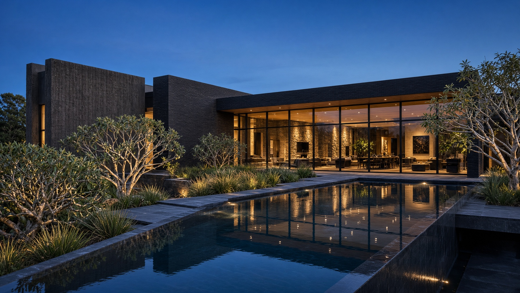Cortile Homes, dusk courtyard house, Melbourne